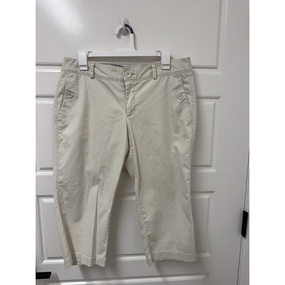 Dockers Women White Capri Pants Jeans Size 12 Petite Cotton Blend